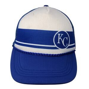 KC Logo Snapback Trucker Hat Blue One Size Adjustable Mesh Back Rope Poly BDA